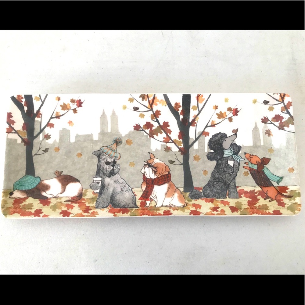 SOLD PIER 1 Autumn PARK AVENUE PUPPIES Platter